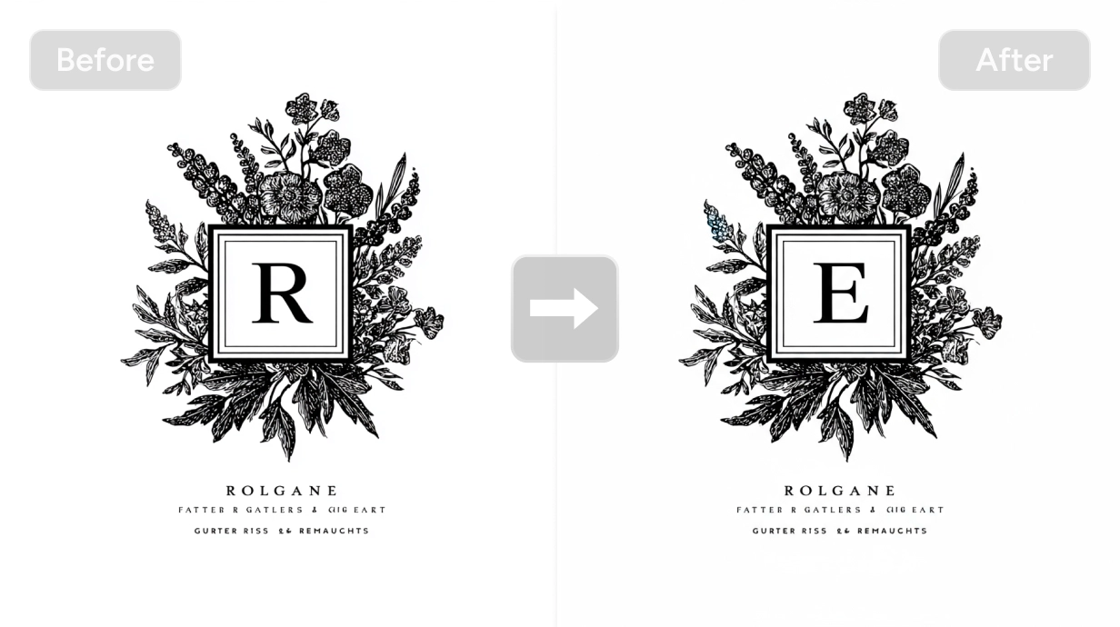 change the letter R in the logo with E